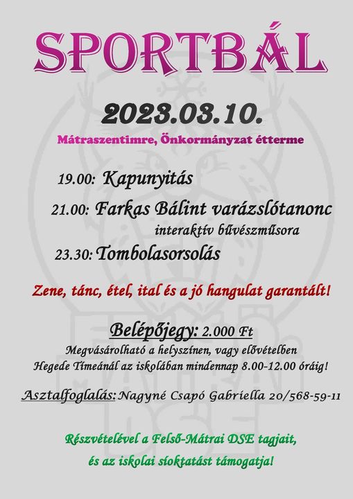 Sportbál 2023. március 10-én.